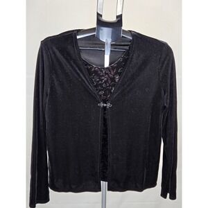 Y2K Velour Whimsigoth Dark Romantic Lined Cardigan, Medium